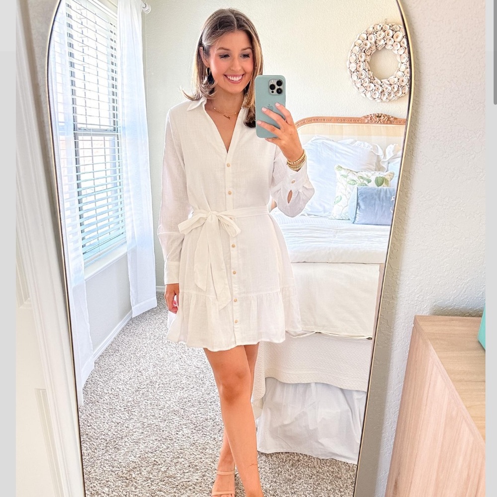 Lulu's White Long Sleeve Dress